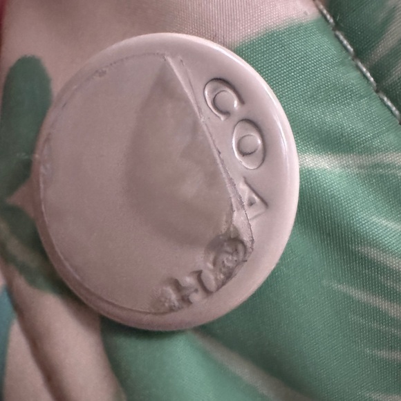 Preloved Women COACH Blocked Floral Cream Sherpa Oversize Jacket Small Winter - Picture 6 of 16